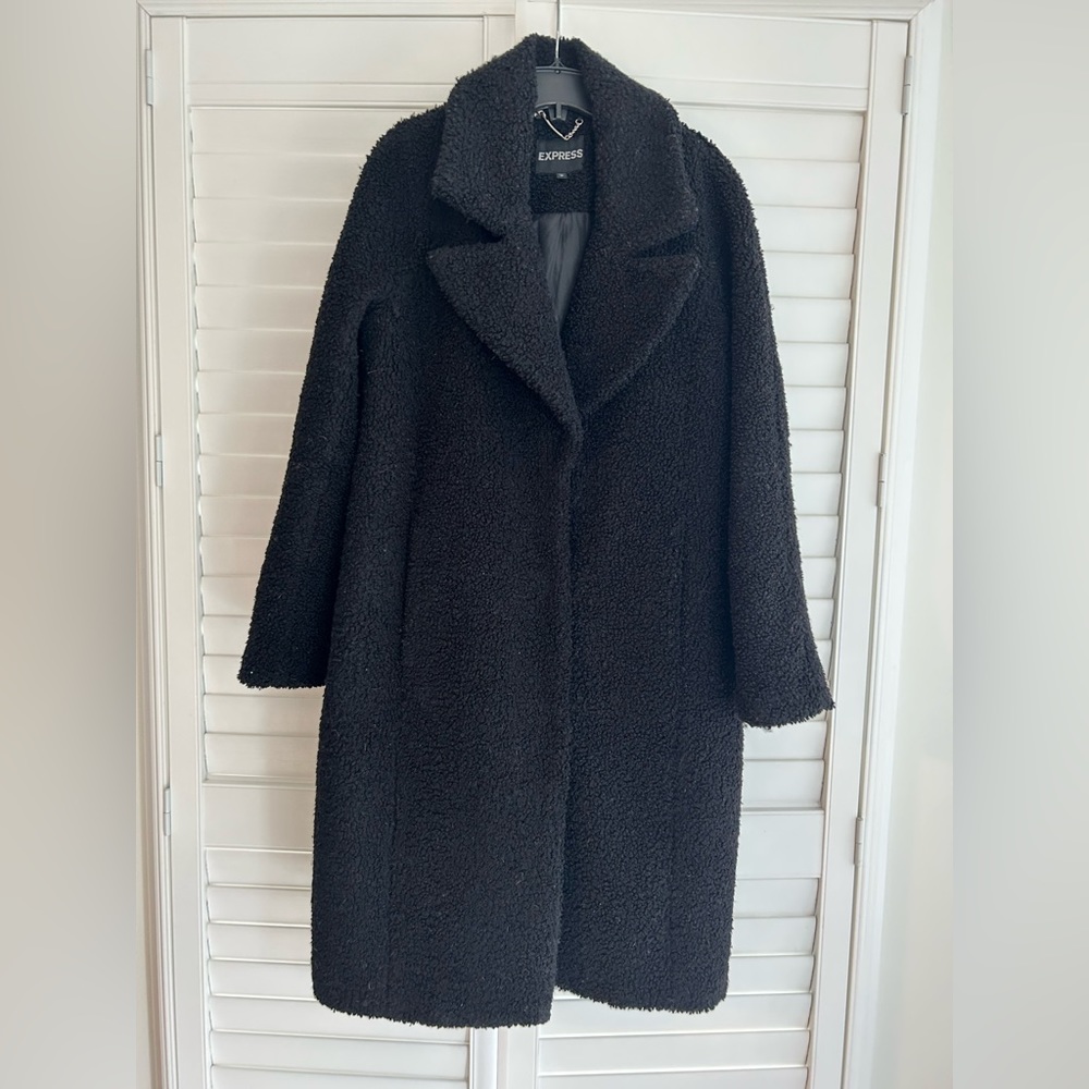 Express black teddy bear fall jacket - size small